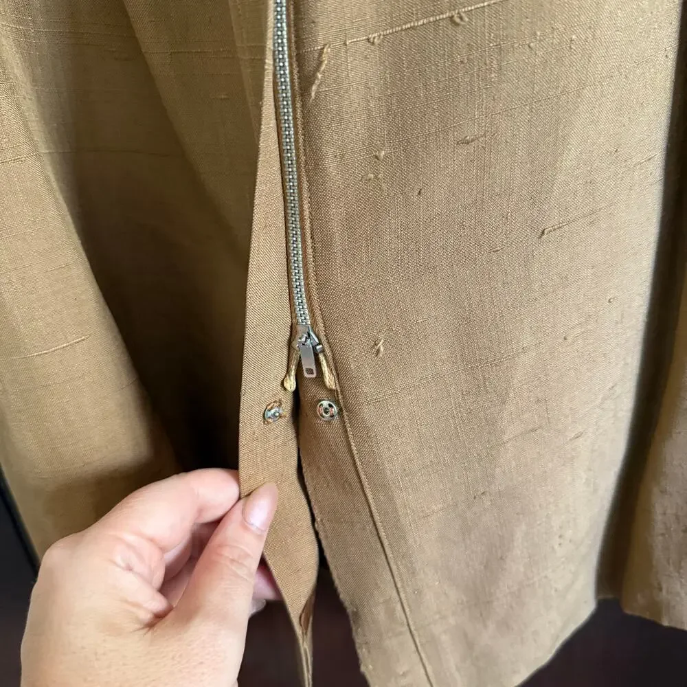 1950s Vintage NEIMAN MARCUS | Dupioni Silk Light Brown Tulip Skirt  | Size 2